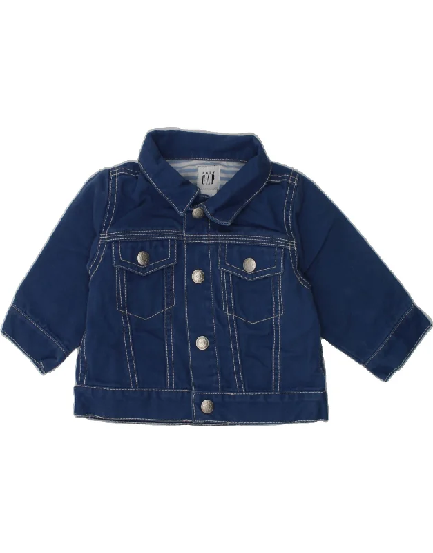 men's wind-resistant jackets -GAP Baby Boys Denim Jacket 3-6 Months Blue Cotton