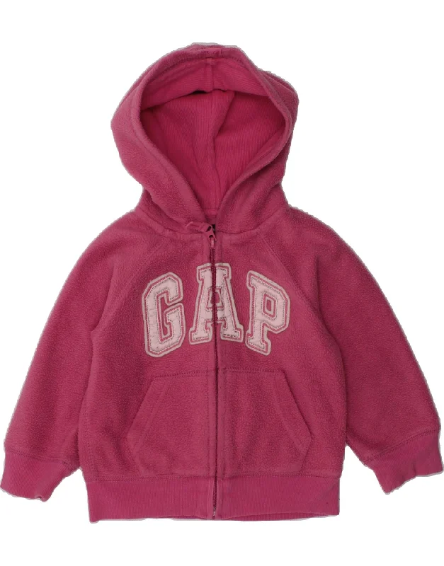 men's outerwear jackets for hiking -GAP Baby Girls Graphic Hooded Fleece Jacket 18-24 Months Pink Polyester