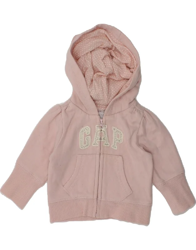 men's cozy pullovers for winter -GAP Baby Girls Graphic Zip Hoodie Sweater 0-3 Months Pink Cotton