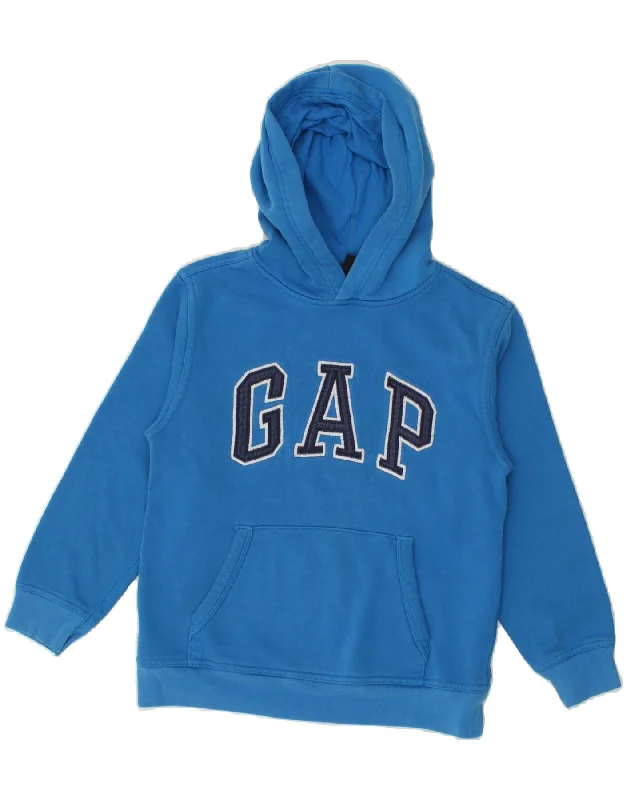 men's casual hoodies with stripes -GAP Boys Graphic Hoodie Jumper 10-11 Years Blue Cotton