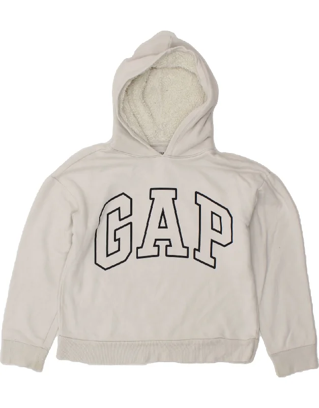 men's pullover hoodies -GAP Boys Graphic Hoodie Jumper 11-12 Years XL White Cotton