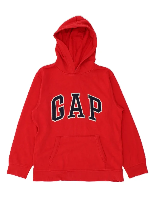 men's long sleeve hoodies -GAP Boys Graphic Hoodie Jumper 14-15 Years 2XL Red Cotton