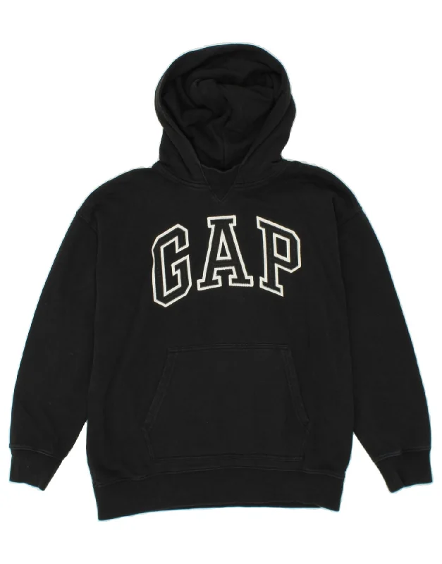 men's fleece zip-up hoodies -GAP Boys Graphic Hoodie Jumper 14-15 Years Black Cotton