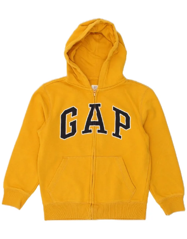 men's thick knit sweaters -GAP Boys Graphic Zip Hoodie Sweater 10-11 Years Medium Yellow Cotton