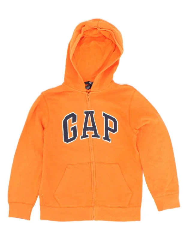 men's classic knit sweaters -GAP Boys Graphic Zip Hoodie Sweater 10-11 Years Orange Cotton