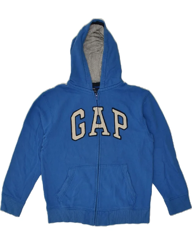 men's formal wool sweaters -GAP Boys Graphic Zip Hoodie Sweater 12-13 Years Blue Cotton