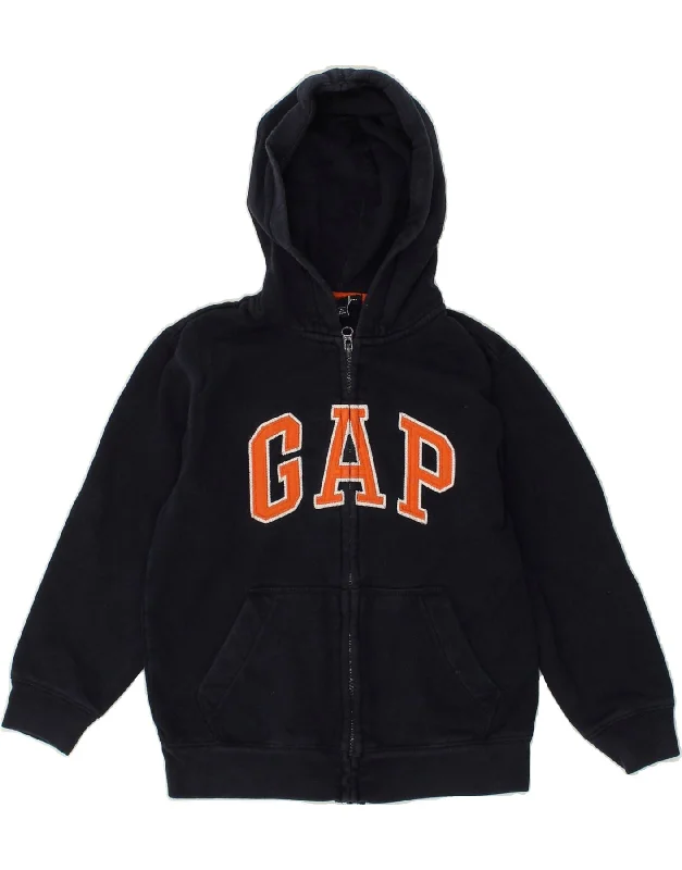 men's heavy-duty knit sweaters -GAP Boys Graphic Zip Hoodie Sweater 6-7 Years Small  Navy Blue Cotton