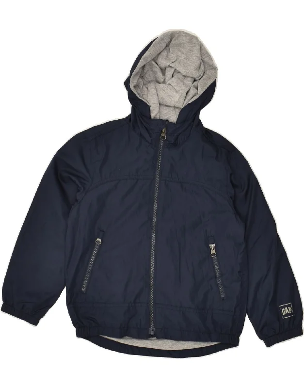 men's denim jackets -GAP Boys Hooded Windbreaker Jacket 6-7 Years XS Navy Blue