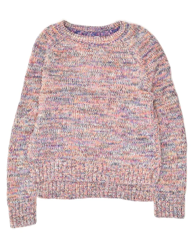 men's cotton sweaters -GAP Girls Boat Neck Jumper Sweater 7-8 Years Medium Multicoloured Flecked