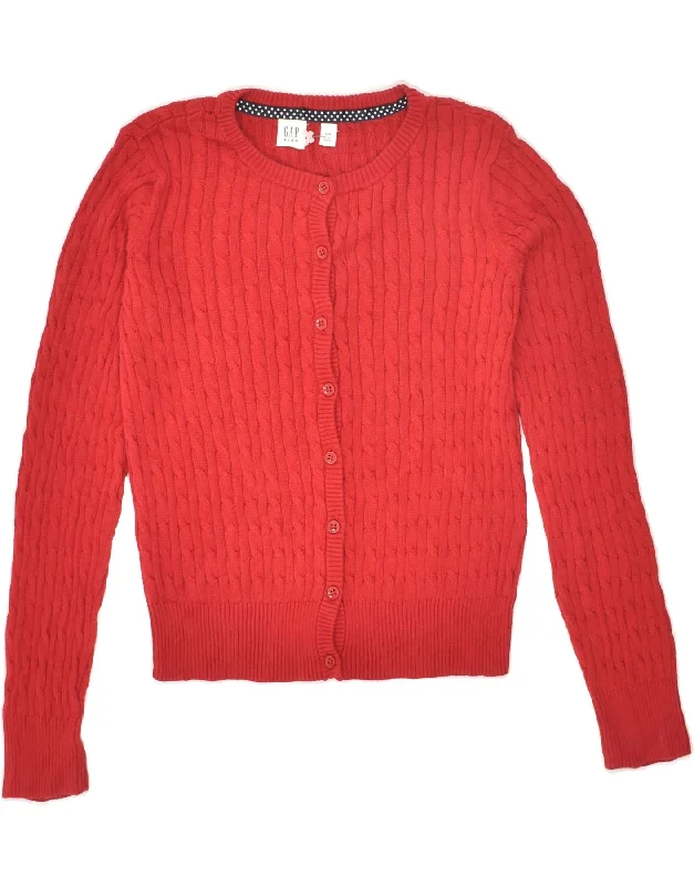 men's breathable cotton sweaters -GAP Girls Cardigan Sweater 10-11 Years Larger Red Cotton