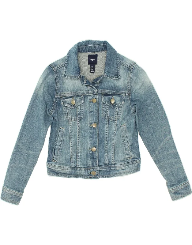 men's slim-fit jackets -GAP Girls Crop Denim Jacket 10-11 Years  Blue Cotton