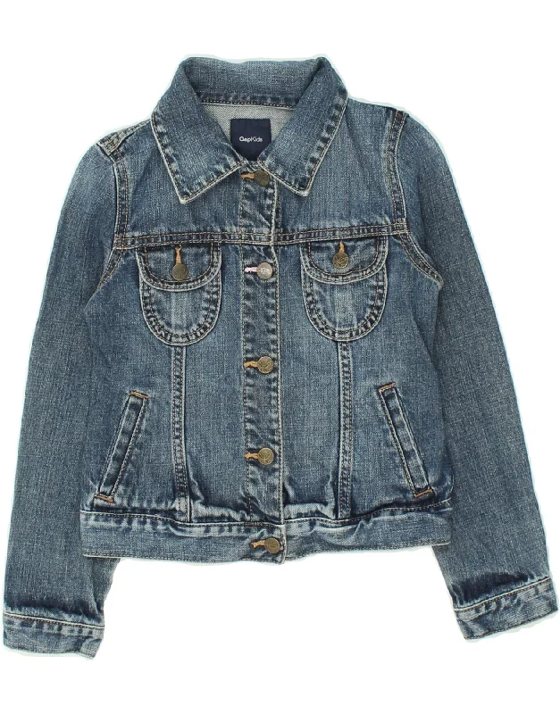 men's stylish parkas -GAP Girls Crop Denim Jacket 6-7 Years Small  Blue Cotton