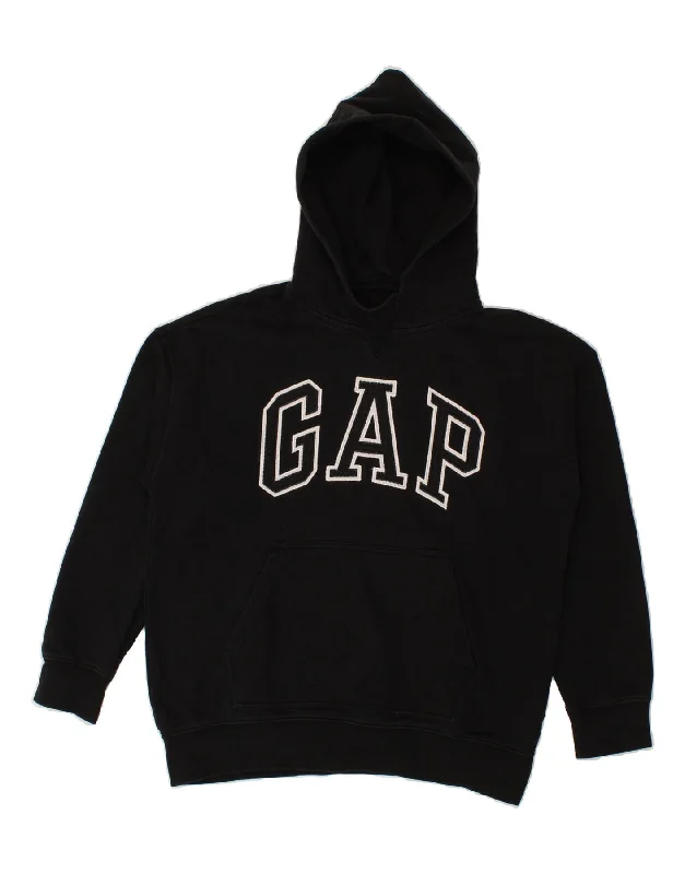 men's hoodie sweatshirt with hoods -GAP Girls Graphic Hoodie Jumper 11-12 Years Black Cotton