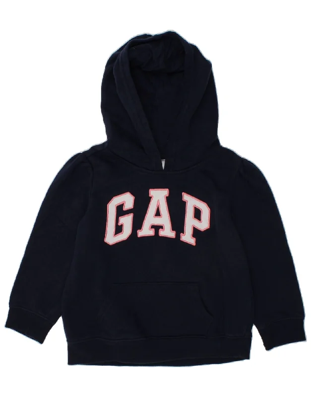 men's eco-friendly sweatshirt hoodies -GAP Girls Graphic Hoodie Jumper 4-5 Years Navy Blue Cotton