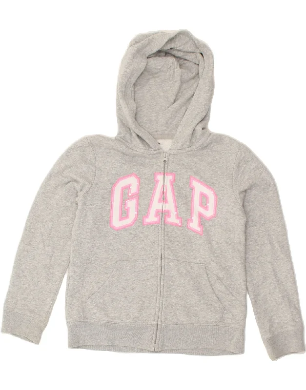 men's cozy fleece pullovers -GAP Girls Graphic Zip Hoodie Sweater 11-12 Years XL  Grey Cotton