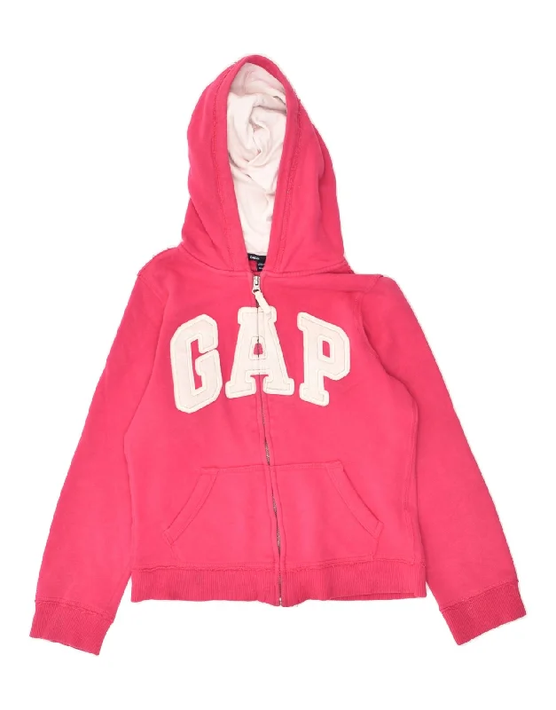 men's thick wool sweaters -GAP Girls Graphic Zip Hoodie Sweater 12-13 Years XL Pink Cotton