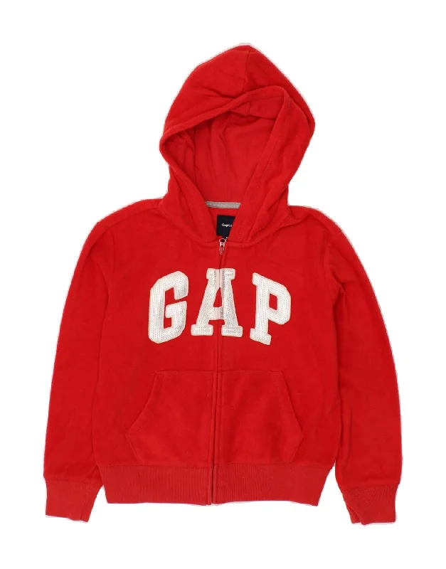 men's cashmere pullovers -GAP Girls Graphic Zip Hoodie Sweater 14-15 Years 2XL Red Cotton