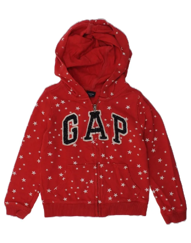 men's classic knit sweaters -GAP Girls Graphic Zip Hoodie Sweater 3-4 Years Red Spotted Cotton