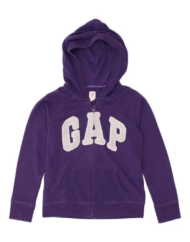 men's outdoor wool sweaters -GAP Girls Graphic Zip Hoodie Sweater 7-8 Years Medium  Purple Cotton