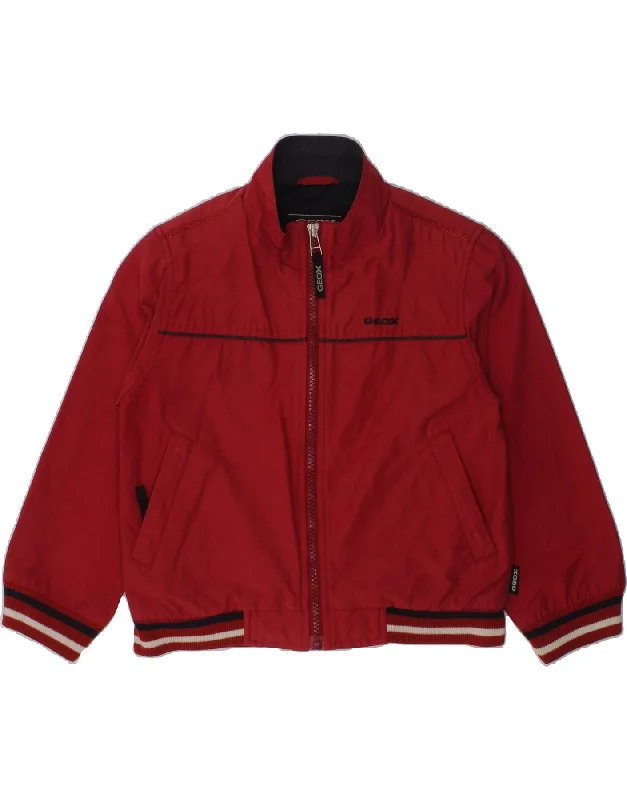 men's leather jackets -GEOX Boys Bomber Jacket 3-4 Years Red Cotton