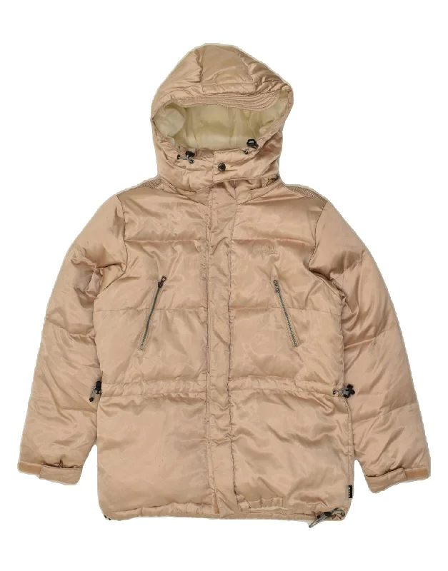 men's stylish denim jackets -GEOX Boys Hooded Padded Jacket 11-12 Years Beige Polyester