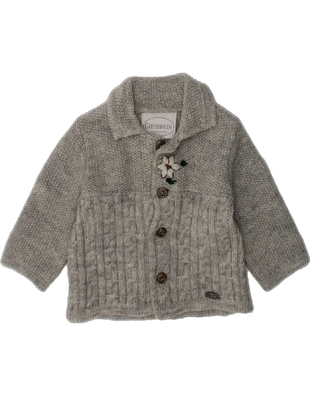 men's formal sweaters -GIESSWEIN Baby Girls Cardigan Sweater 3-6 Months Grey Wool