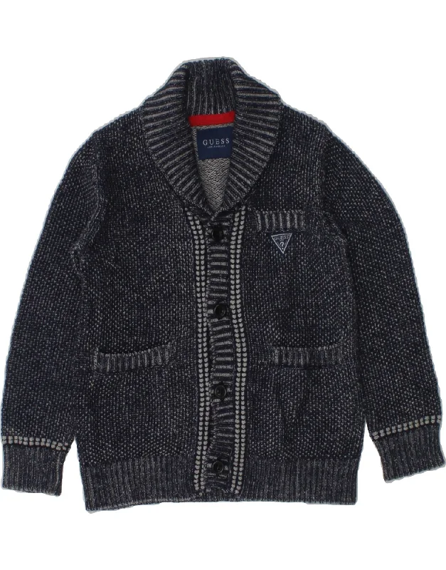 men's casual knit sweaters -GUESS Boys Cardigan Sweater 2-3 Years Navy Blue Cotton