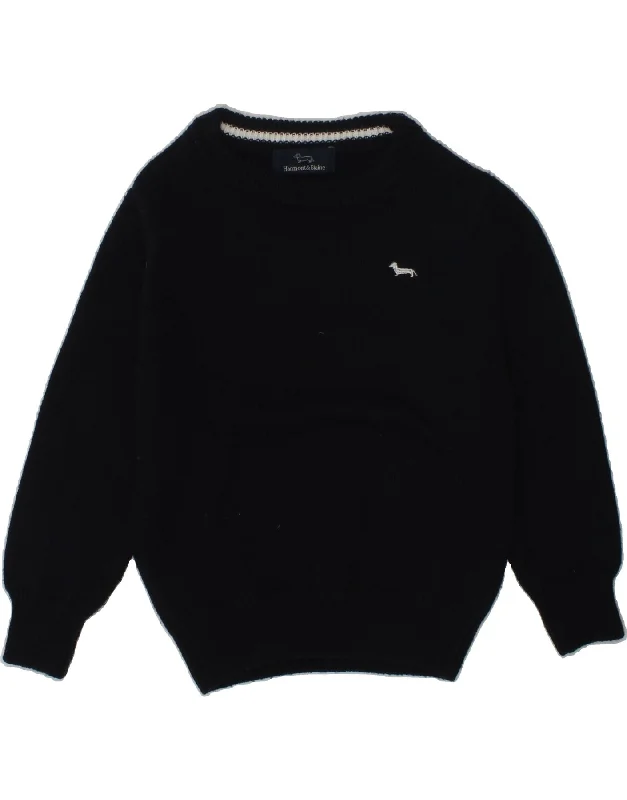 men's colorful sweaters -HARMONT & BLAINE Boys Boat Neck Jumper Sweater 3-4 Years Navy Blue Wool