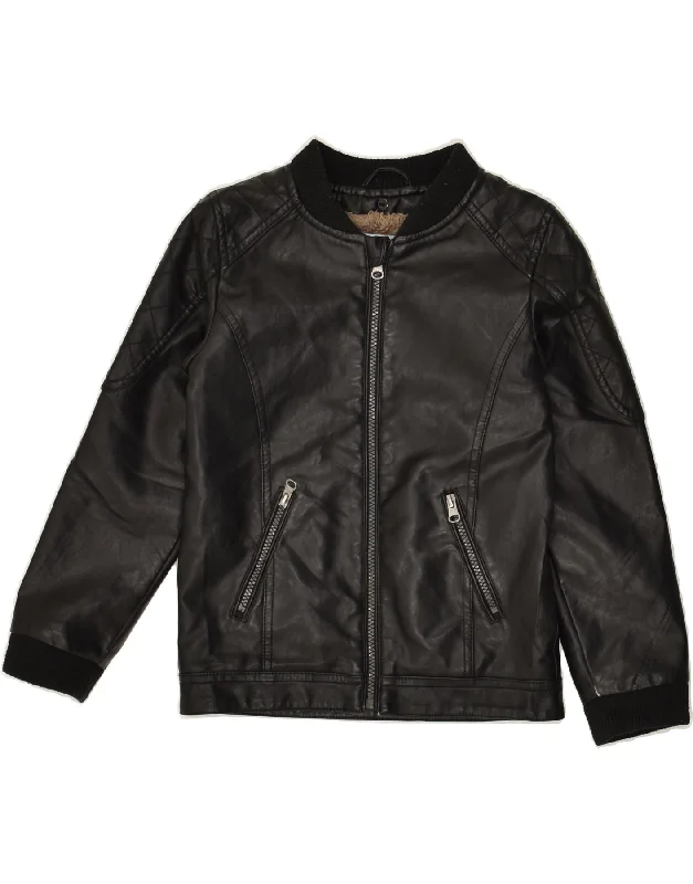 men's puffer jackets -HARMONT & BLAINE Boys Leather Jacket 7-8 Years Black Leather