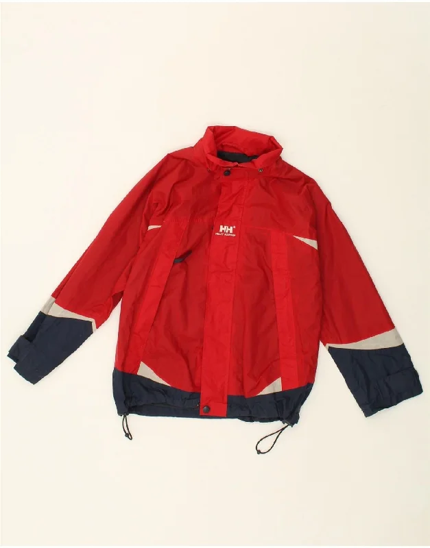 men's slim-fit jackets -HELLY HANSEN Boys Graphic Rain Jacket 9-10 Years Red Colourblock Nylon