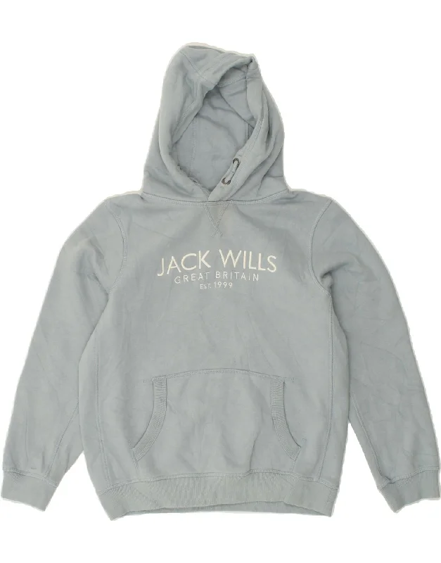 men's cozy hoodies -JACK WILLS Boys Graphic Hoodie Jumper 12-13 Years Blue Cotton