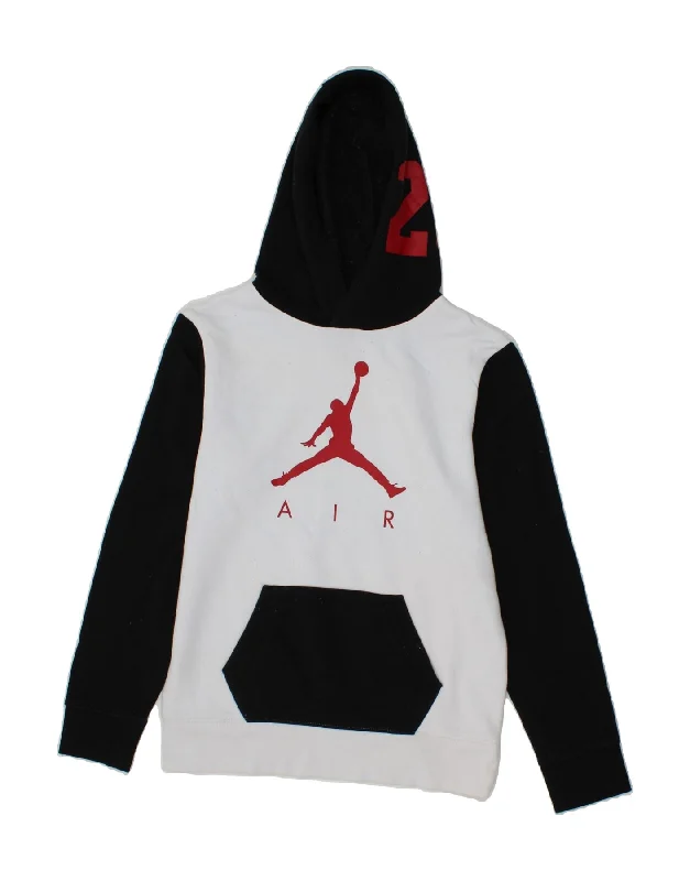 men's cozy hoodies -JORDAN Boys Graphic Hoodie Jumper 12-13 Years Large White Colourblock