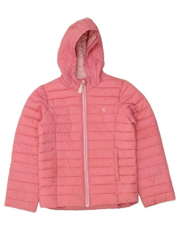 men's lightweight outdoor jackets -JOULES Girls Hooded Padded Jacket 11-12 Years Pink Polyester