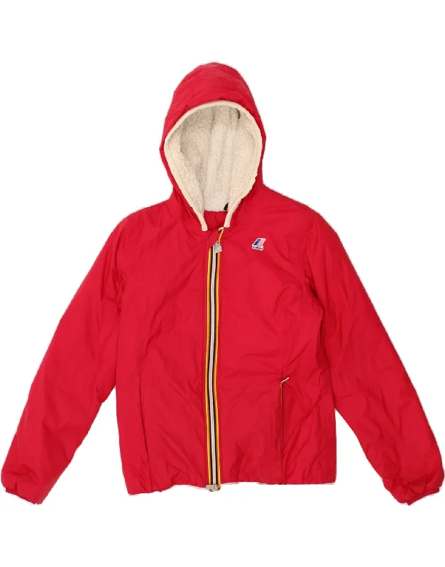 men's lightweight jackets for travel -K-WAY Boys Hooded Rain Jacket 13-14 Years Red Polyamide