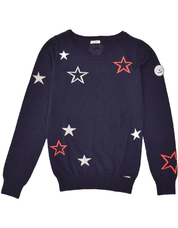 men's modern fit sweaters -KANGAROOS Girls Boat Neck Jumper Sweater 6-7 Years Navy Blue Cotton