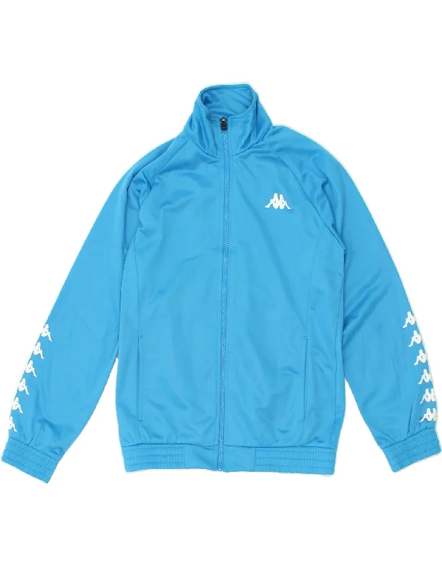 men's wind-resistant jackets -KAPPA Boys Graphic Tracksuit Top Jacket 13-14 Years Blue Polyester