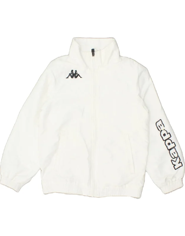 men's fashionable winter jackets -KAPPA Boys Graphic Tracksuit Top Jacket 7-8 Years White Polyester