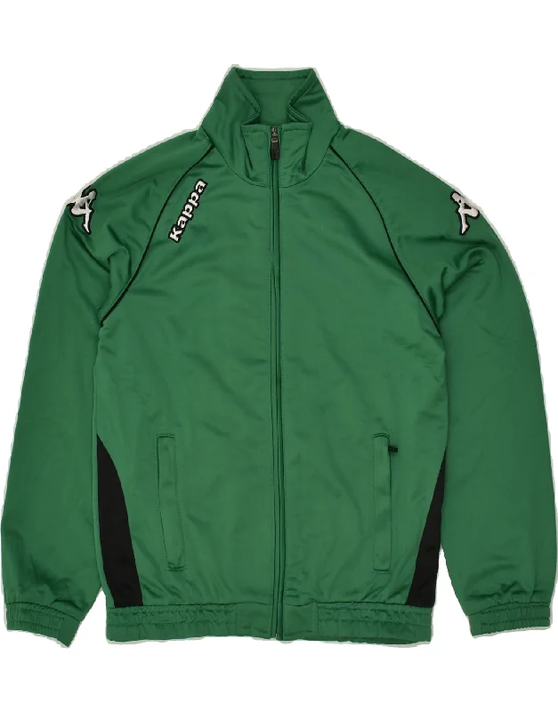 men's packable jackets -KAPPA Boys Graphic Tracksuit Top Jacket 9-10 Years Green Polyester