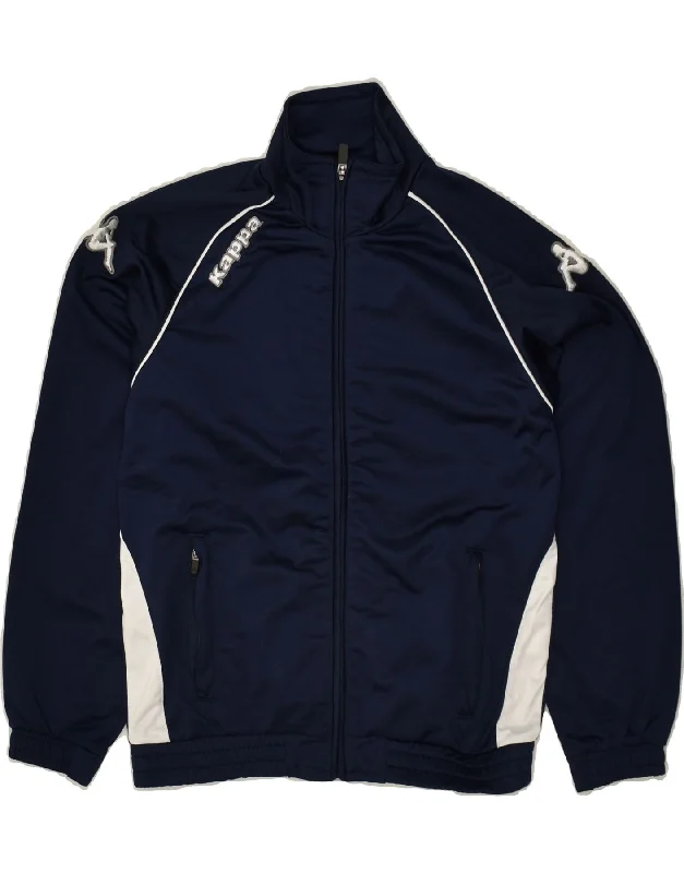 men's stylish outdoor jackets -KAPPA Boys Graphic Tracksuit Top Jacket 9-10 Years Navy Blue Colourblock