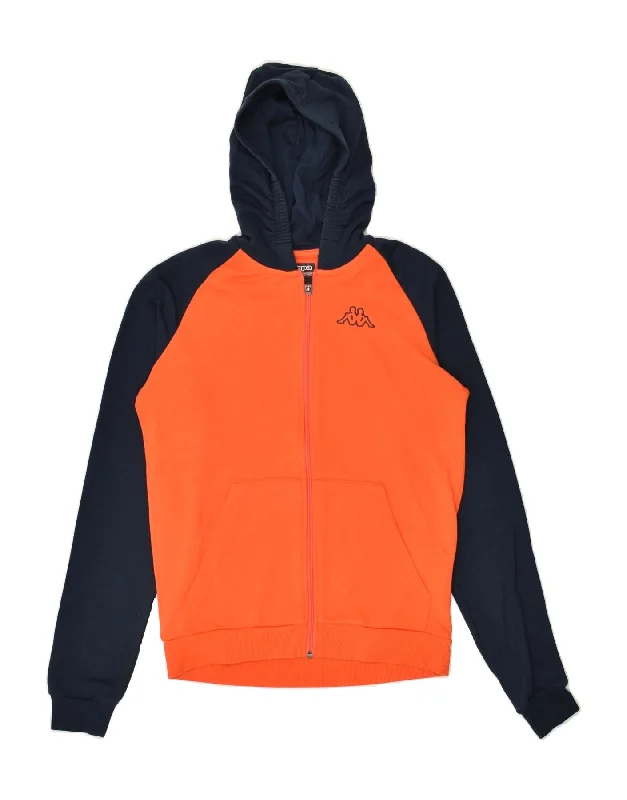 men's cashmere blend sweaters -KAPPA Boys Zip Hoodie Sweater 13-14 Years  Orange Colourblock Cotton