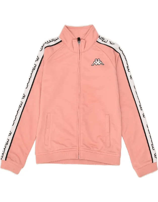 men's military jackets -KAPPA Girls Graphic Tracksuit Top Jacket 9-10 Years Pink Colourblock