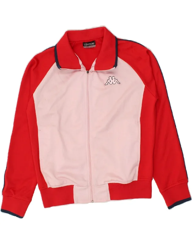 men's classic jackets -KAPPA Girls Tracksuit Top Jacket 11-12 Years Small Red Colourblock