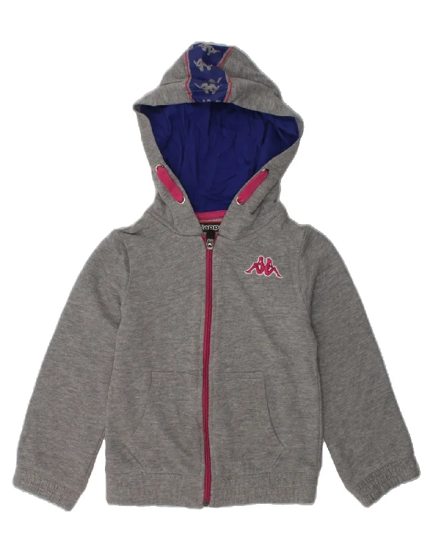 men's casual v-neck sweaters -KAPPA Girls Zip Hoodie Sweater 5-6 Years  Grey Cotton