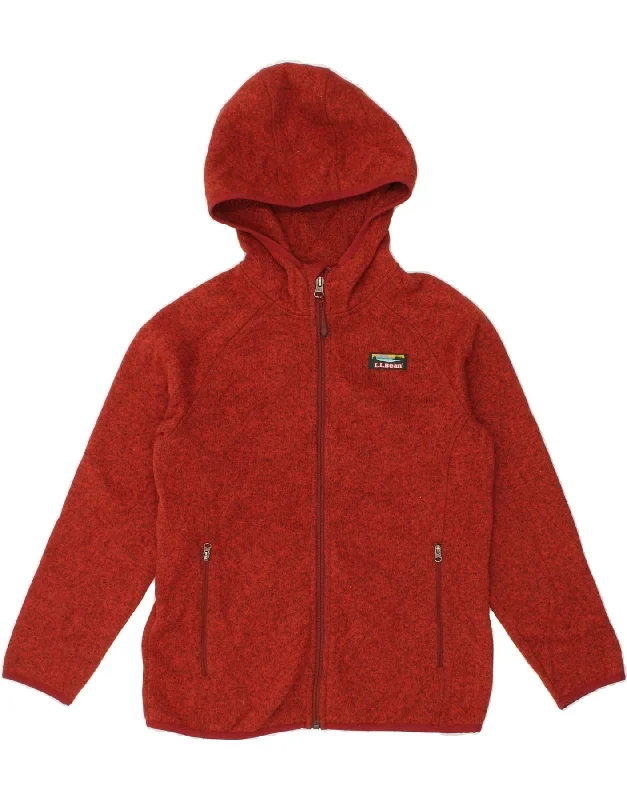 men's warm sweaters for winter -L.L.BEAN Boys Zip Hoodie Sweater 10-11 Years Medium Red Polyester