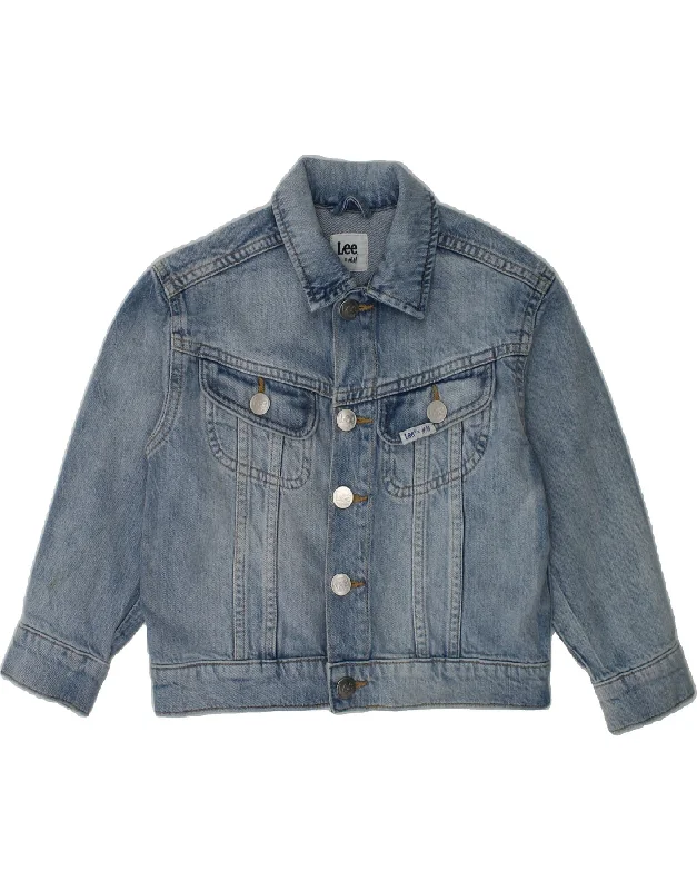 men's stylish leather bomber jackets -LEE Boys Denim Jacket 4-5 Years Blue Cotton