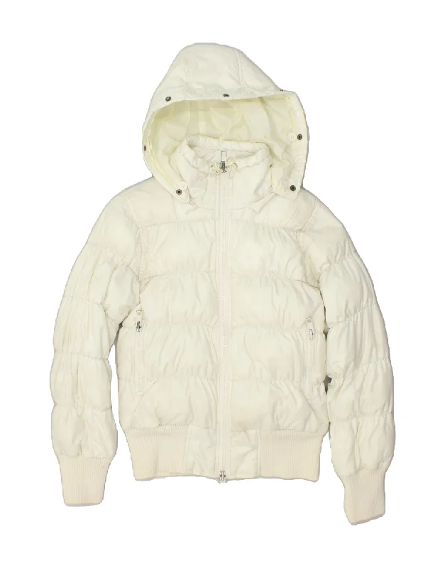 men's trench jackets for winter -LEE Girls Hooded Padded Jacket 11-12 Years Off White