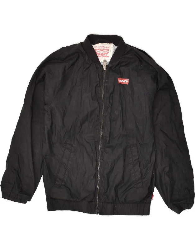 men's work jackets -LEVI'S Boys Bomber Jacket 9-10 Years Black Polyester