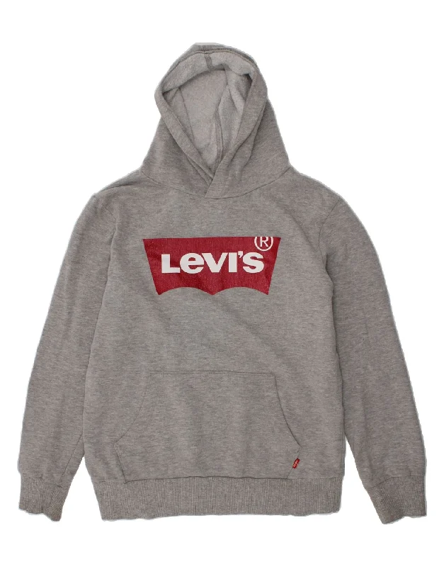 men's hoodie with stylish patterns -LEVI'S Boys Graphic Hoodie Jumper 11-12 Years Grey