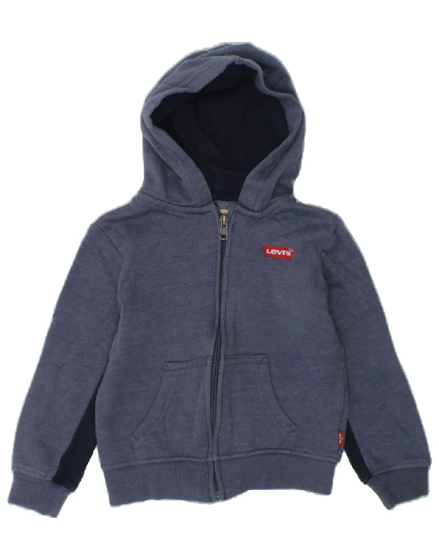 men's designer sweaters -LEVI'S Boys Zip Hoodie Sweater 2-3 Years Blue