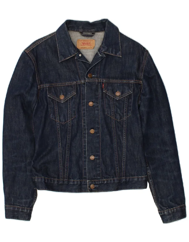 men's formal jackets -LEVI'S Girls Denim Jacket 13-14 Years Large Navy Blue Cotton